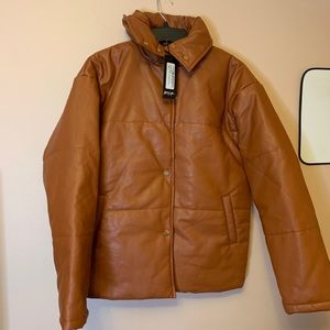 Brown/ Tan Puffer Coat From Nasty Gal